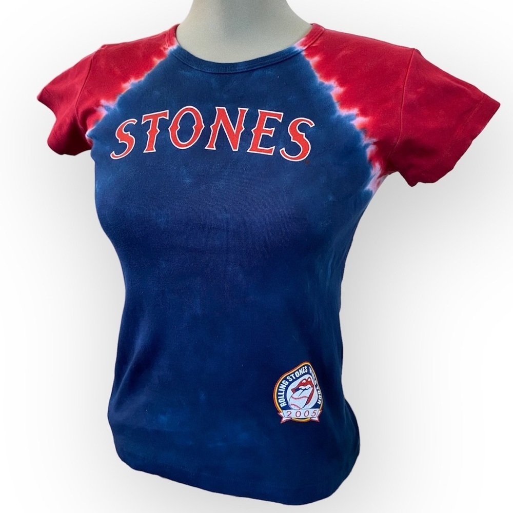 Liquid Blue Rolling Stones Boston Red Sox Tie Dye Babydoll Shirt 2005 Vintage